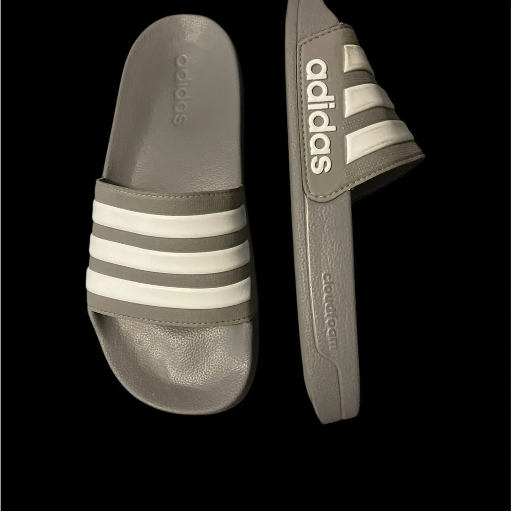 Adidas Men’s Gray and White  Slides